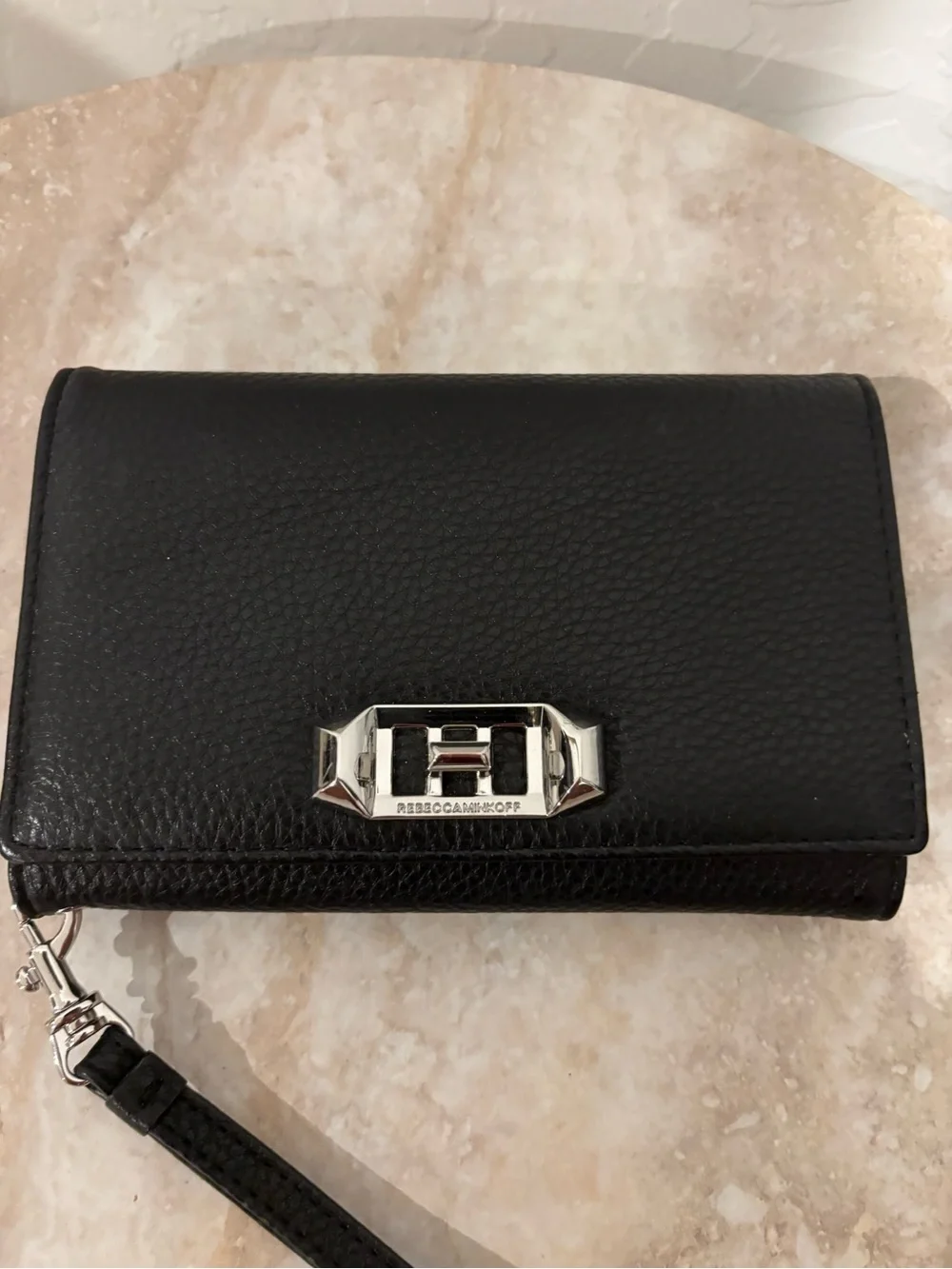 Rebecca Minkoff Black Leather Wristlet Wallet iphone case